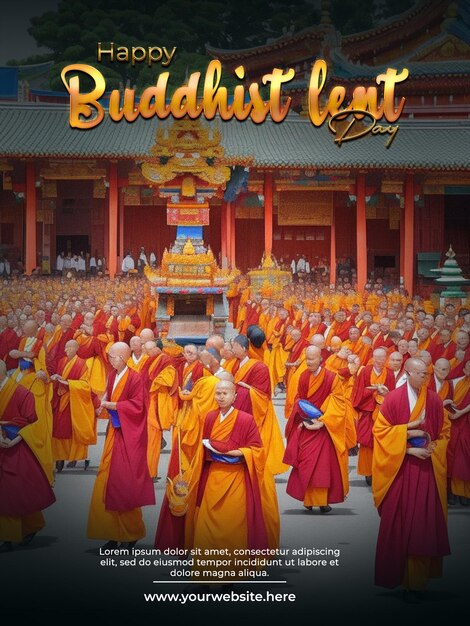 PSD psd plakat buddyjski post i koncepcja kreatywna khao phansa day
