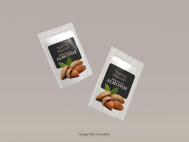 PSD psd plastic pouch pack almonds mockup