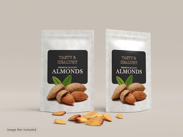 PSD psd plastic pouch pack almonds mockup