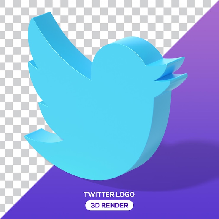PSD psd png 3d логотип twitter изометрический угол изолированный рендер мета-икона для социальных сетей 3d рендер