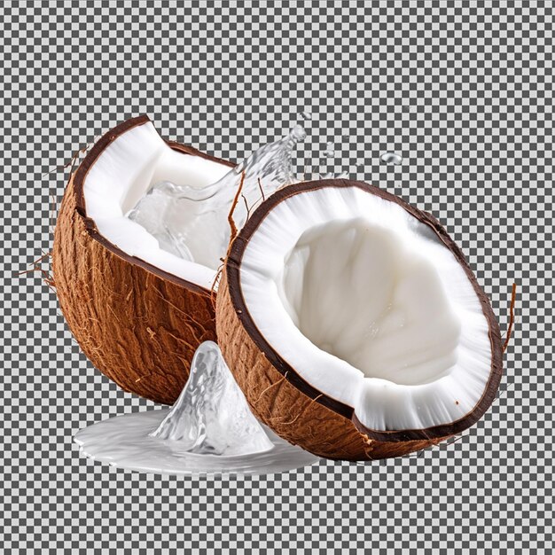 Psd png of a fresh broken coconut