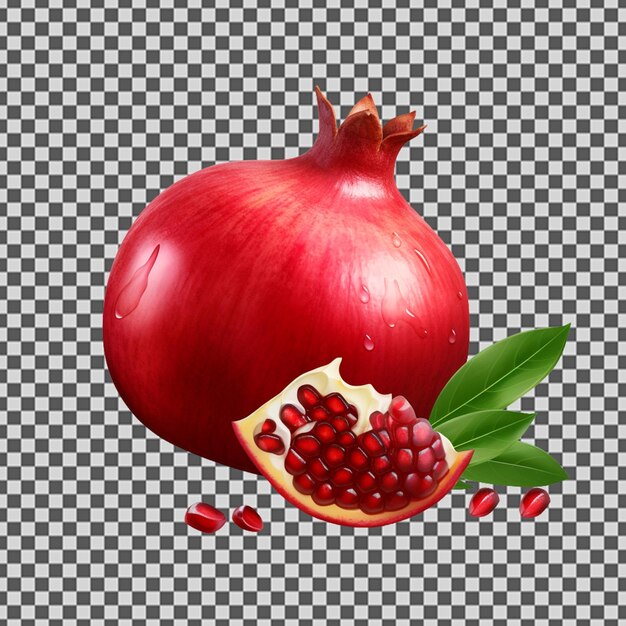 PSD psd png of a fresh single red pomegranate