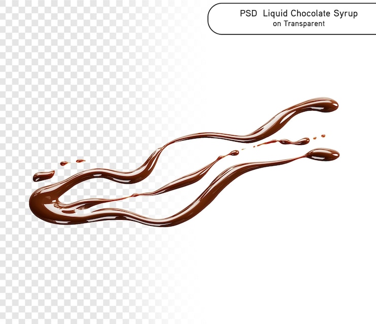 PSD psd and png liquid chocolate syrup isolated on transparent background clipping path