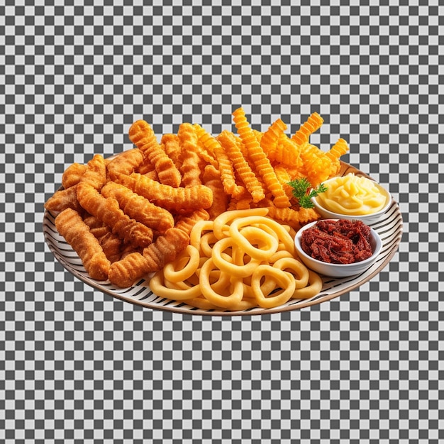 PSD psd png вкусной тарелки с закусками куркуре