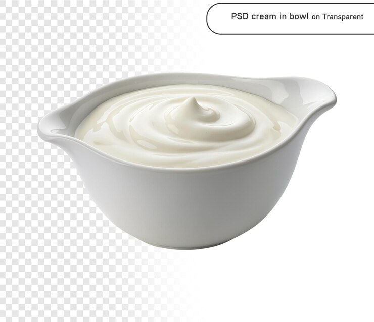PSD psd and png sour cream in bowl isolated on transparent background