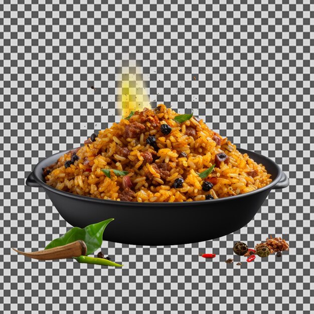 PSD psd png of a tasty black pepper fried rice