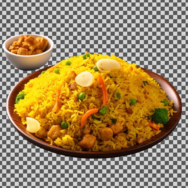 Psd png of a tasty curry fried rice plate