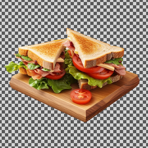 PSD psd png of a tasty sandwich on wooden plate