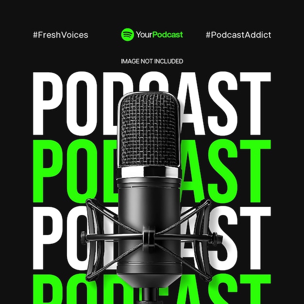 PSD Podcast Voicera Design for Social Media and Instagram Post Template