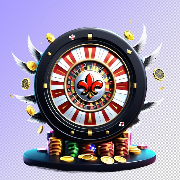 PSD psd poker chips and casino roulette isolated on transparent background