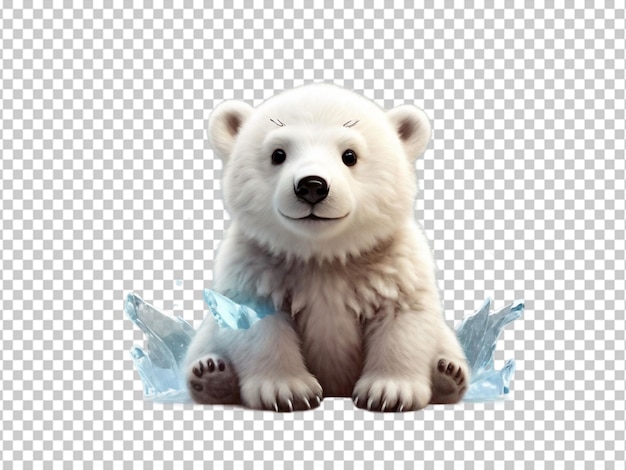 Psd di un orso polare su uno sfondo trasparente