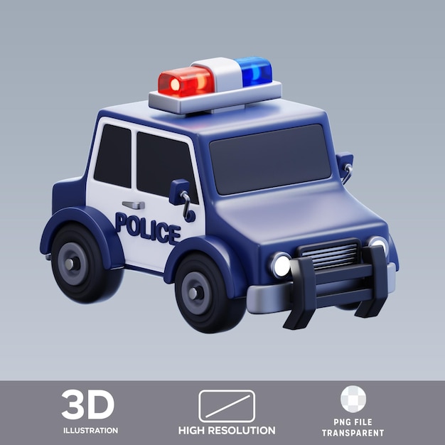 PSD police car 3D Illustration