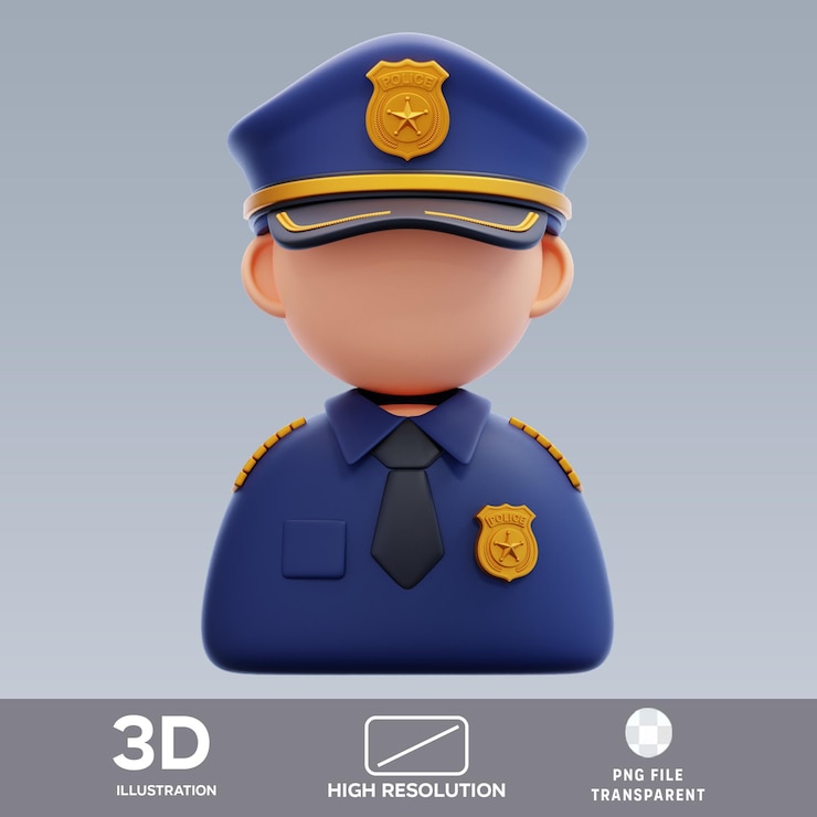 PSD psd police officer 3d illustration
