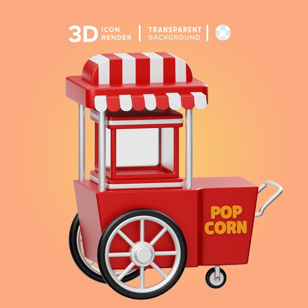 PSD psd popcorn cart 3d illustration