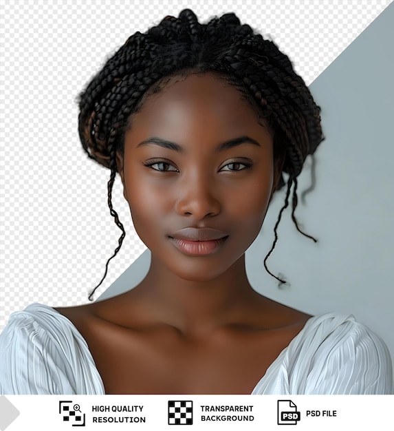 PSD psd portrait of beautiful tender young african american woman with white makeup looking at camera isolated on isolated background