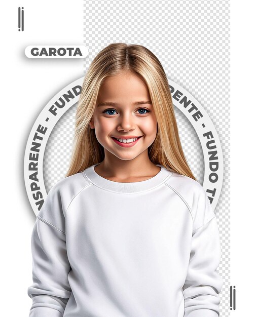 Psd portrait of a blonde girl in white clothes