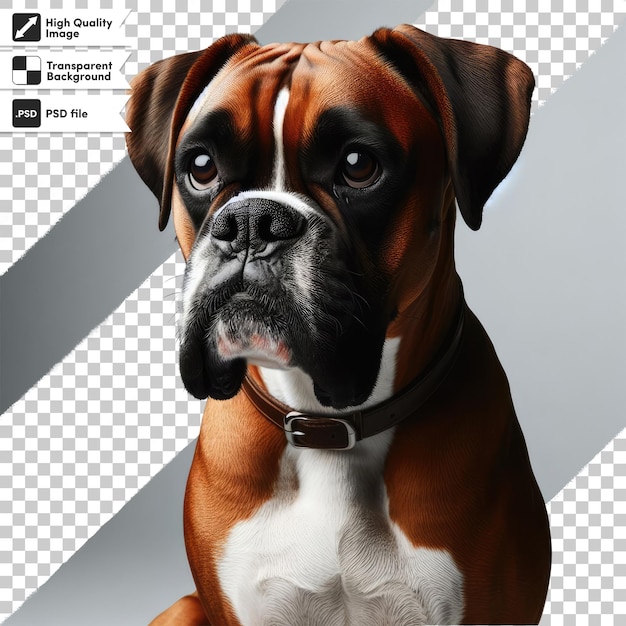 Ritratto psd di un cane boxer su sfondo trasparente