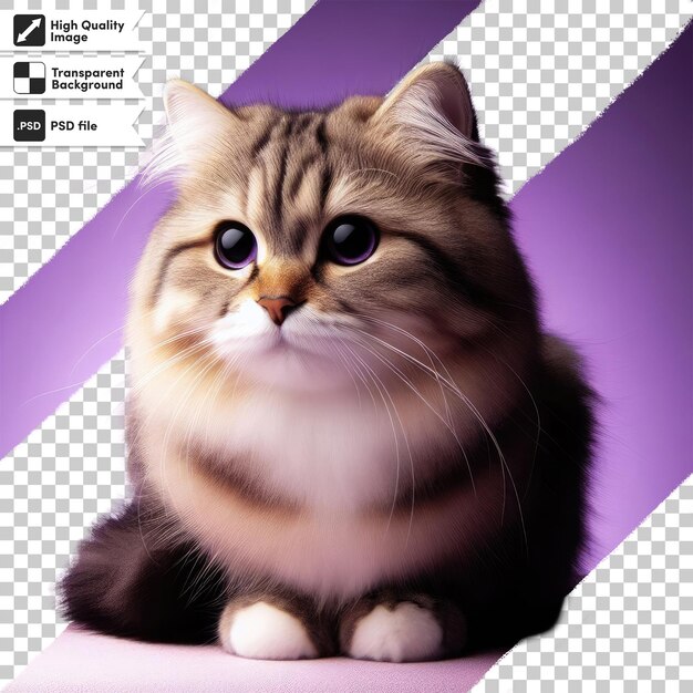 Psd portrait of a cat on transparent background