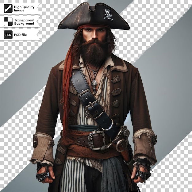 PSD Портрет пирата на прозрачном фоне
