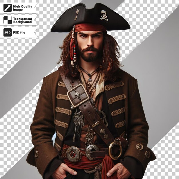 PSD Портрет пирата на прозрачном фоне