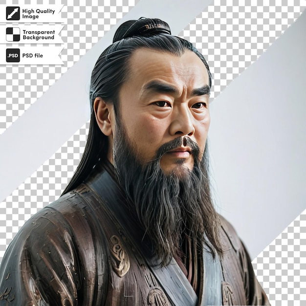 PSD Портрет учителя конфуция на прозрачном фоне с редактируемым слоем маски