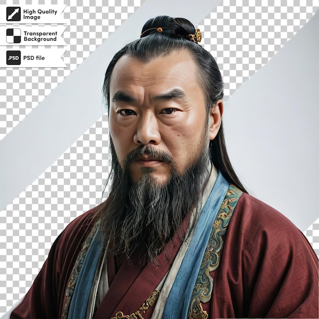 Psd ritratto dell'insegnante confucio su sfondo trasparente con strato di maschera modificabile