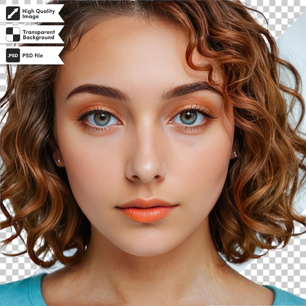 PSD portrait of a woman on transparent background with editable mask layer