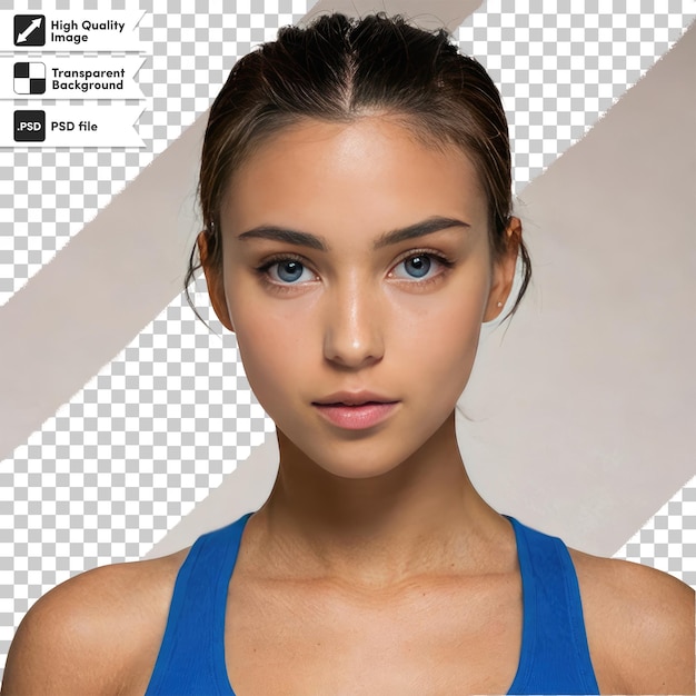 PSD psd portrait of a woman with fitness sporty clothes on transparent background with editable mask lay