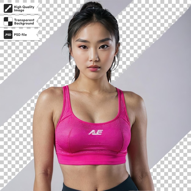 PSD psd portrait of a woman with fitness sporty clothes on transparent background with editable mask lay