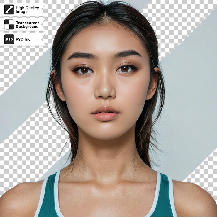 PSD psd portrait of a woman with fitness sporty clothes on transparent background with editable mask lay