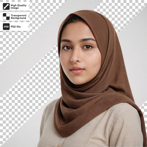 PSD ritratto psd di una donna con hijab donna araba indossare religione tradizionale su sfondo trasparente