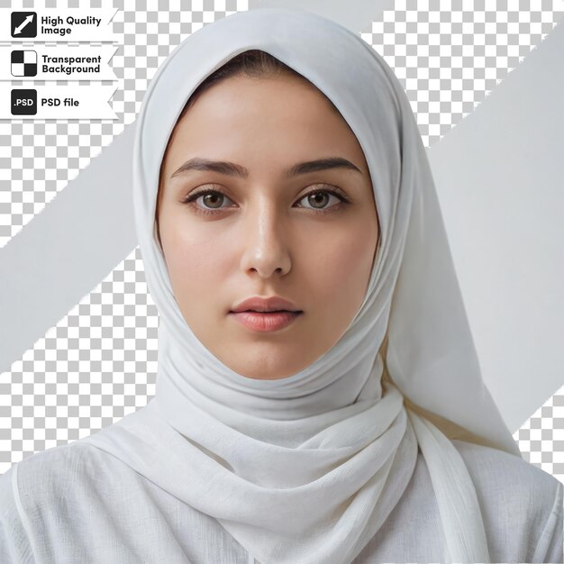 PSD psd portrait of a woman with hijab arabic woman traditional religion wear on transparent background