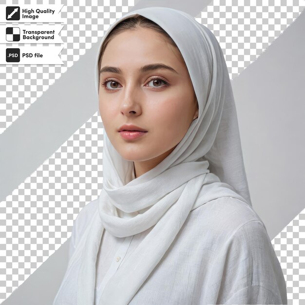 PSD psd portrait of a woman with hijab arabic woman traditional religion wear on transparent background