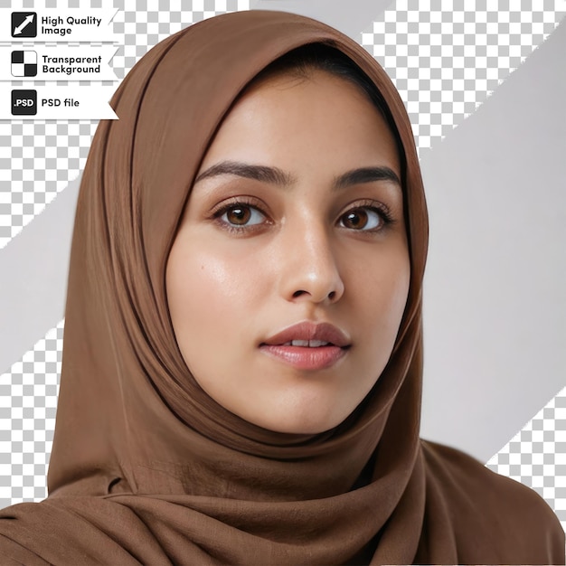 PSD psd portrait of a woman with hijab arabic woman traditional religion wear on transparent background