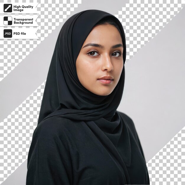 PSD psd portrait of a woman with hijab arabic woman traditional religion wear on transparent background