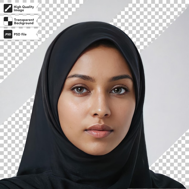 PSD psd portrait of a woman with hijab arabic woman traditional religion wear on transparent background