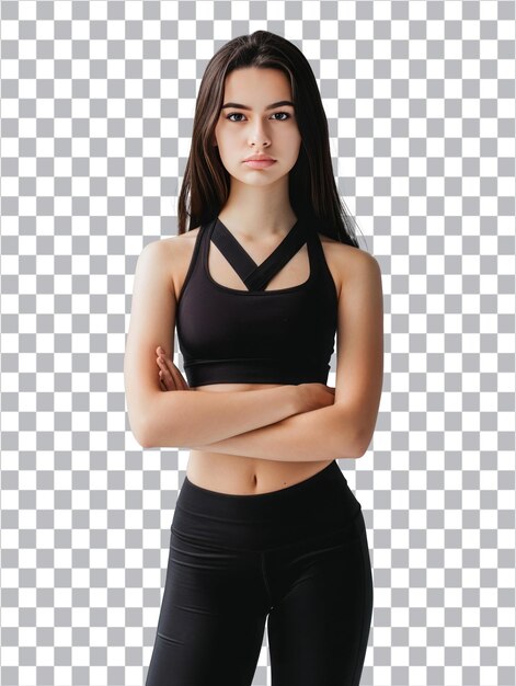 Psd portrait of young beautiful fitness woman isolated on transparent background