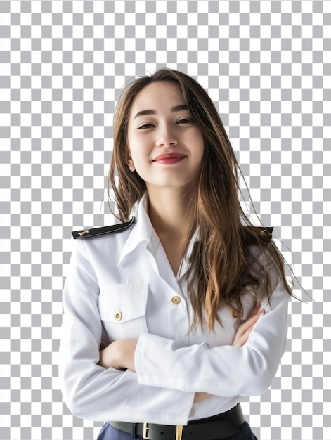 PSD psd portrait of young beautiful pilot isolated on transparent background