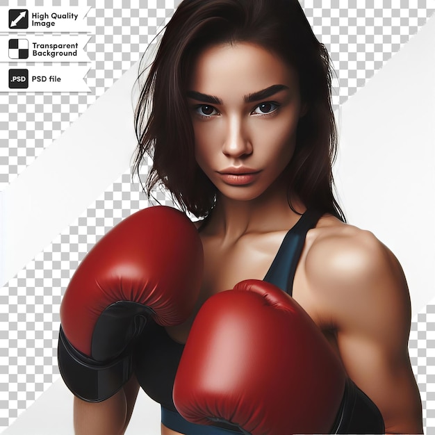 PSD psd portrait of a young boxer with gloves on transparent background with editable mask layer