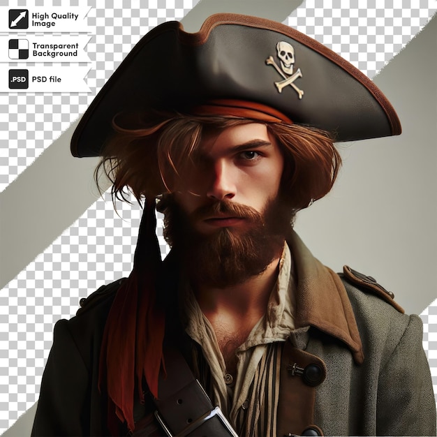 PSD psd-portret van een piraat op een doorzichtige achtergrond
