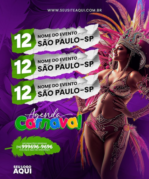 Psd post to social media carnival brazil