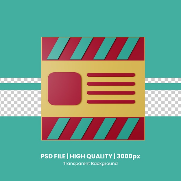 PSD psd postcard 3d icon illustration