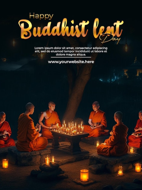 PSD psd a poster buddhist lent and khao phansa day creative concept