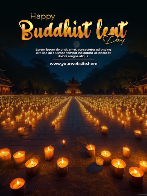 Psd a poster buddhist lent and khao phansa day creative concept