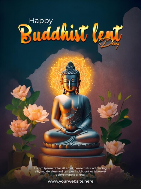 PSD psd a poster buddhist lent and khao phansa day creative concept