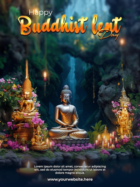 PSD psd a poster buddhist lent and khao phansa day creative concept