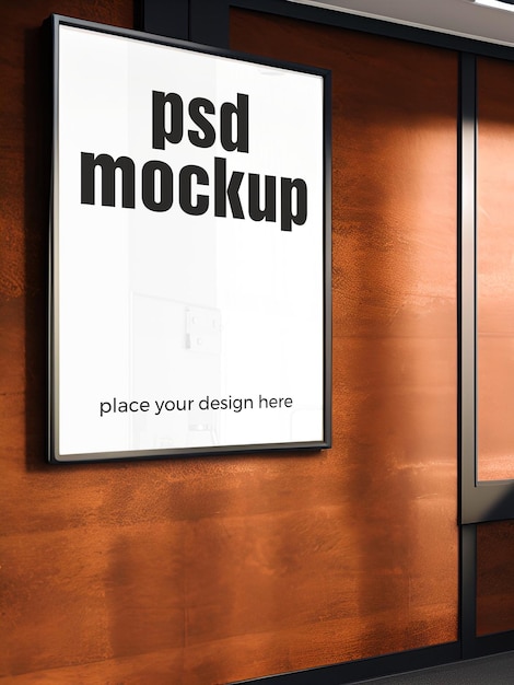 Psd poster frame psd interior render artwork showcase template contemporary framed art