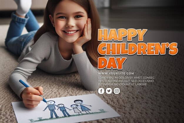 PSD a psd poster for happy children day social media banner