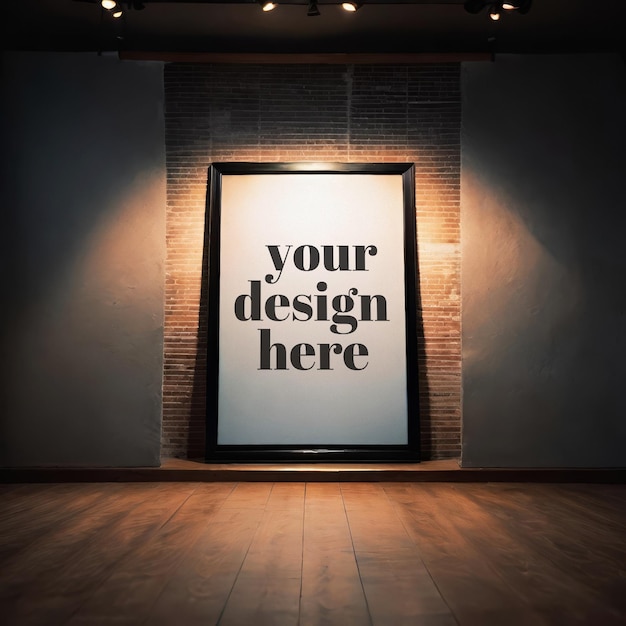 PSD psd poster mockup display with framed illustration in interior render