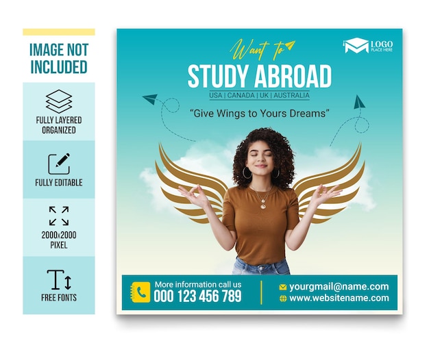 PSD psd poster for a study abroad or social post template